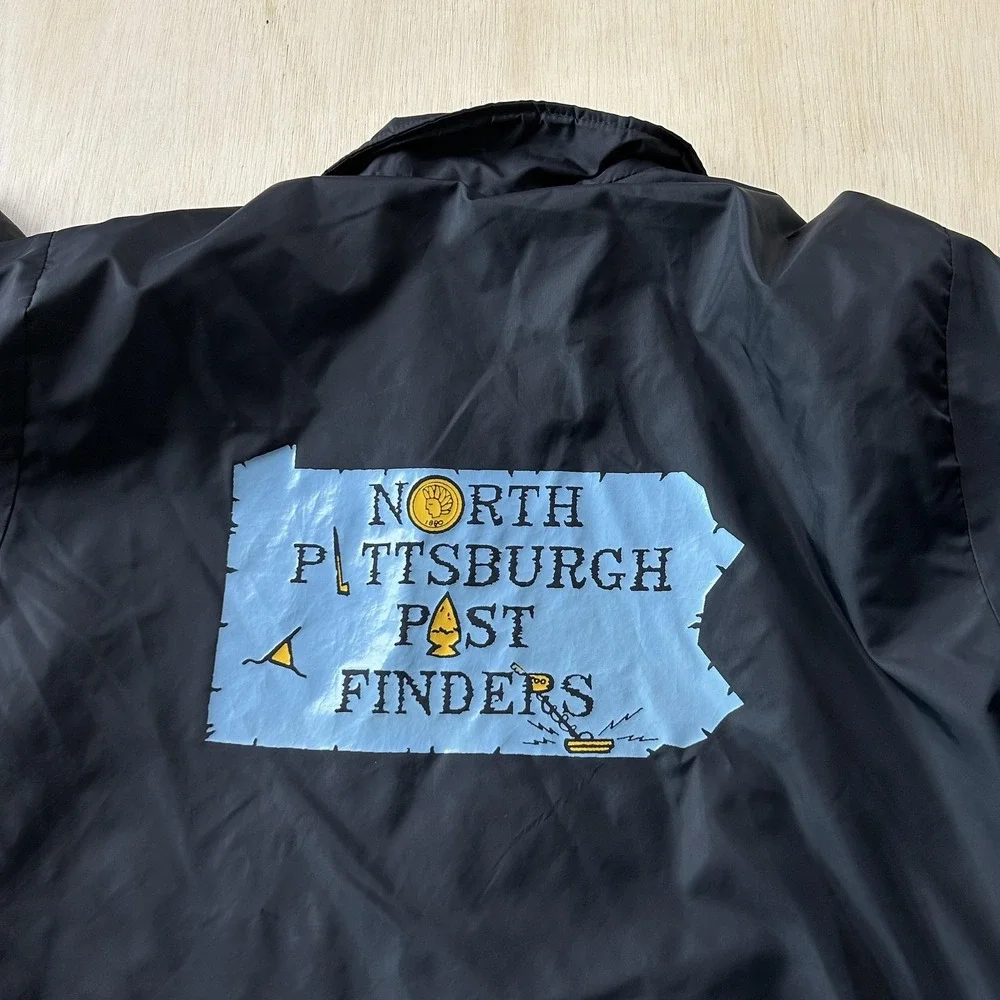 Vintage Hilton Jacket Mens Large Black Snap Windbreaker Lined USA Past Finders